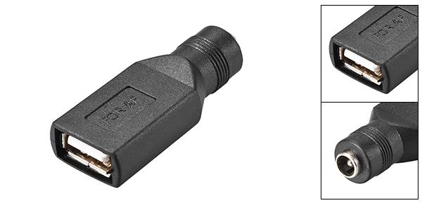 uxcell USBコネクタ USBメス-DC5.5x2.1mmメス 充電バーレルジャック 電源アダプター DC USB充電用 ブラック