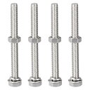 uxcell 六角ねじボルト ナット フラット ロックワッシャーキット M8 x 80mm 304ステンレス鋼 完全ねじ込み 六角ボルト 4セット入り(4)