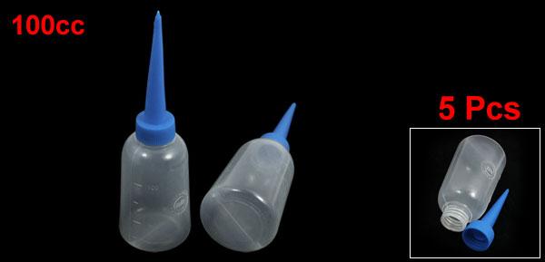 uxcell スクイズボトル ビン ディスペンサー 5本入り 100mlの容量 ブルー ノズル 実験 空きしぼり 2