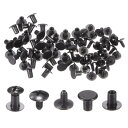 uxcell 丸皿頭ネジボタン 金属 スタッドネジリベット DIY レザー クラフト製本用 8 mm 黒 100セット