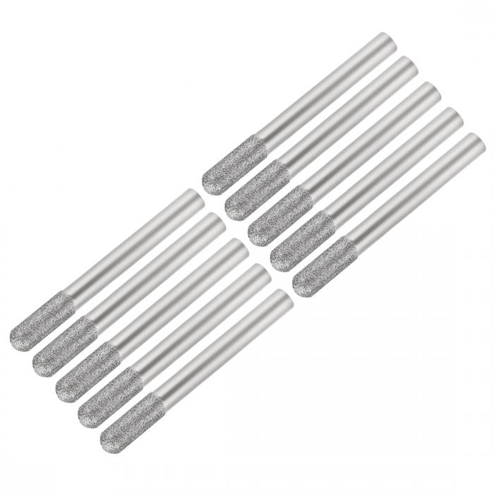 uxcell ダイヤモンドバ リ 研削ドリルビット 彫刻回転工具 ガラス石セラミック用 150グリット シャンク径6mm 6mm 円筒形のボールノーズ 10個入り