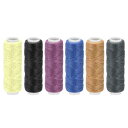 uxcell 糸セット フラットポリエステルコード ワックスドレザー 13ヤード 150D/0.8mm 手縫い用(寒色 6個入り)