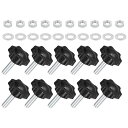 uxcell 20個セット M8 x 30mm スターノブ プラスチック製の六角形クランピングノブスクリューハンドル 傘ベース交換機械用のワッシャーナット付きの...