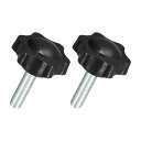 uxcell 2個セット M8 x 30mm スターノブ プラスチック製の六角形クランピングノブネジ 手で締める交換用ノブ 傘ベースの交換ノブ