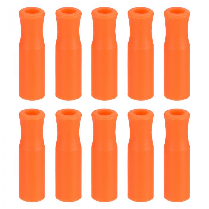 uxcell シリコンストローチップ 金属ストローカバー 柔らかい 再利用可能 ストローチップ 6 mm外径用 ステンレスストロー 10個 オレンジ