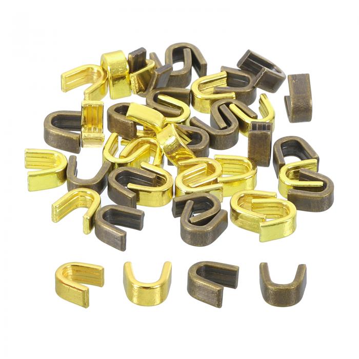 uxcell 40個のジッパースライダーリテーナー バッグ コート ジャケット用の#5 U字型トップストッパー クローズドエンドジッパーの交換 金色トーン&ブロ...