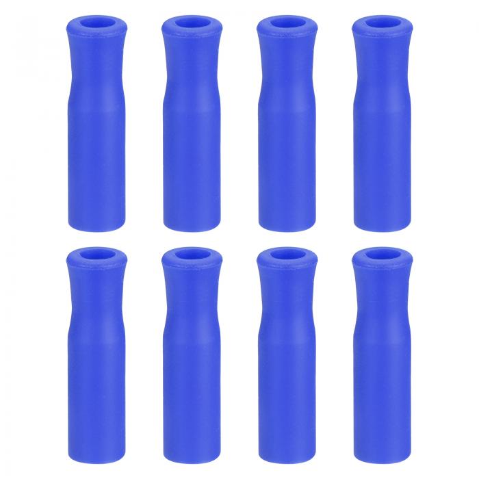 uxcell シリコンストローチップ 金属ストローカバー 柔らかい 再利用可能 ストローチップ 8 mm外径用 ステンレスストロー 8個 ブルー