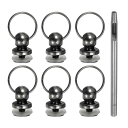 uxcell 6個入り 金属スタッズリベット 7mm Dリングボタンリベット 3.5mm レザーホールパンチ付き レザークラフト用 黒