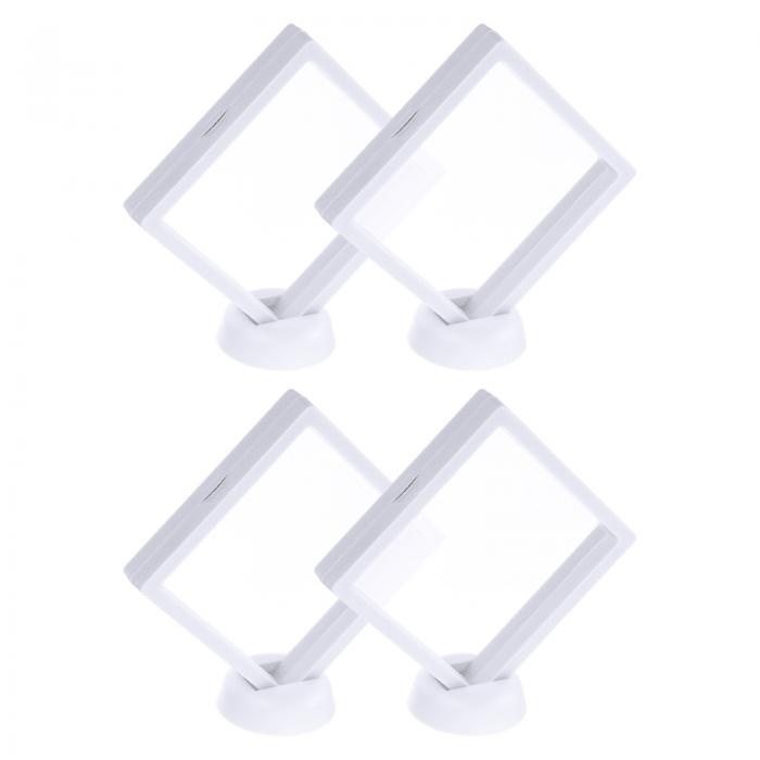 uxcell 3Dフロー ティングディスプレイケース フロー ティングフレーム ディスプレイホルダースタンド 透明 PE 宝石収納ボックス 110 mm x 110 mm x 20 mm ホワイト 4個