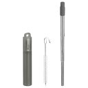 uxcell 再利用可能な金属ストロー 95 mm-210 mm ポータブル伸縮式ステンレス製ストロー シリコンノズル ドリンク飲料用 ケースとクリーニングブラ...