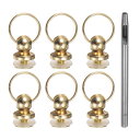 uxcell 6個入り 金属スタッズリベット 7mm Dリングボタンリベット 3.5mm レザーホールパンチ付き レザークラフト用 金トーン