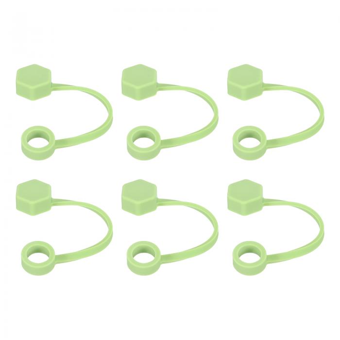 uxcell シリコンストローカバーキャップ 9 mmタンブ ラー カップ用 再利用可能 ストロー蓋アクセサリー 防塵 漏れ防止 緑 6個