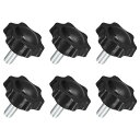 uxcell 6個セット M8 x 16mm スターノブ プラスチック製の六角形クランピングノブネジ 手で締める交換用ノブ 傘ベースの交換ノブ