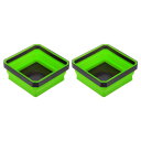 uxcell 2個セット 折りたたみ式磁気パーツトレイ スクエア形状 小型金属パーツ整理ボックス ネジ ボルト ナット ワッシャー ピンの固定に便利 緑
