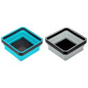 uxcell 2個セット 折りたたみ可能な磁気パーツトレイ スクエア形状 小型金属パーツ整理ボックス ネジ ボルト ナット ワッシャー ピンの固定用 スカイブル...