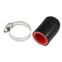 X AUTOHAUX 1個 30mm長 20mm/0.79インチ内径 ブラック レッド カーシリコーンラバーホースエンドキャップ クランプ付き シリコーン補強ブ...