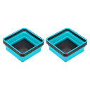 uxcell 2個セット 折りたたみ可能な磁気パーツトレイ スクエア形状 小型金属パーツ整理箱 ネジ ボルト ナット ワッシャー ピンの固定用 スカイブルー