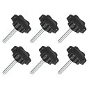uxcell 6個セット M4 x 25mm スター ノブ プラスチック製 六角形 クランピング ノブ スクリュー 手で締める 交換用ノブ 傘ベース 交換ノブ