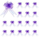 uxcell プルボウ 大きな単層リボン ギフトリボン ギフト包装 ギフトバスケットの装飾 ウェディングパーティー 誕生日 花屋の包装と装飾用 パープル 幅15 cm 50個
