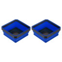 uxcell 2個セット 折りたたみ式磁気パーツトレイ スクエア形状 小型金属パーツ整理ボックス ネジ ボルト ナット ワッシャー ピンの固定用 ブルー