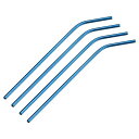 uxcell 再利用可能金属ストロー 曲がった飲みストロー 4個入り ステンレススチール 長さ265mm ミルクシェイク用 飲料用 ジュース用 ブルー