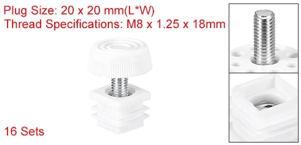 uxcell 家具用調整脚 16セット 20 x 20mm - 四角い挿入式家具調整可能なレベラー M...
