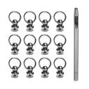 uxcell 12個入り 金属スタッズリベット 8mm Dリングボタンリベット 3.5mm レザーホールパンチ付き レザークラフト用 黒