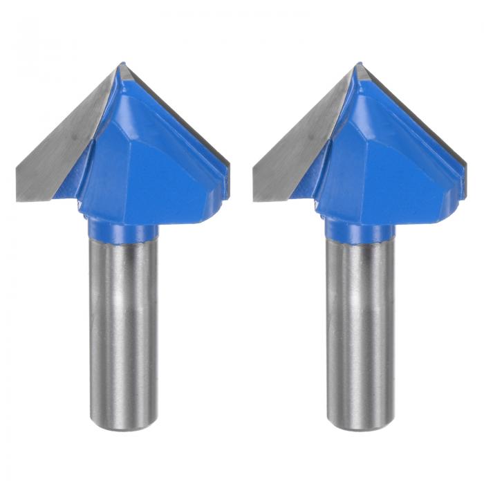 uxcell 2個セット ルータービット 1.5"直径 1/2"シャンク 90度V型エンドミル カーバイド製 木工 大工 ..