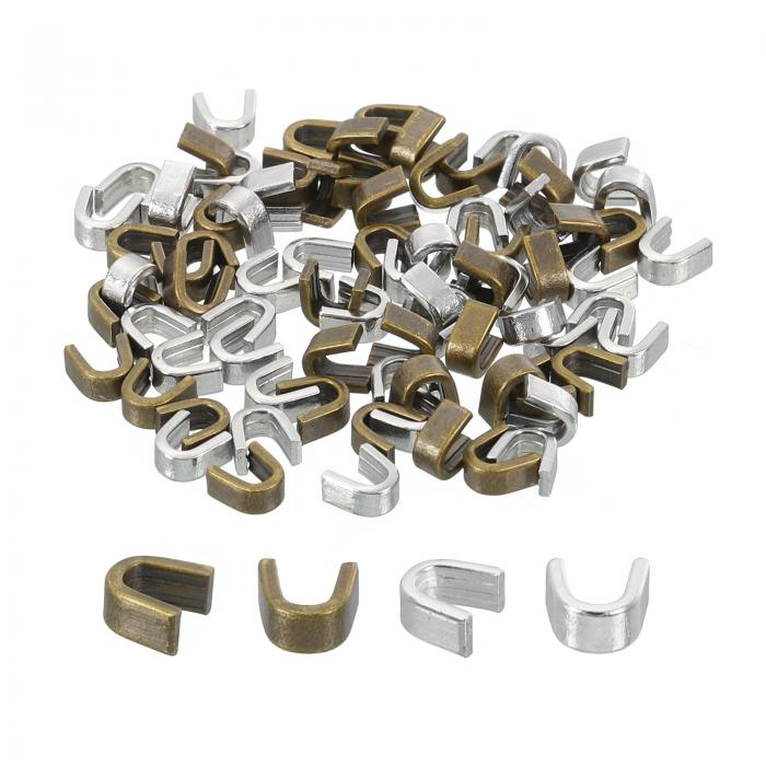 uxcell 80個のジッパースライダーリテーナー バッグ コート ジャケット用の#5 U字型トップストッパー クローズドエンドジッパーの交換用 シルバートーン...