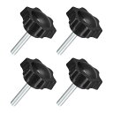 uxcell 4個セット M6 x 30mm スターノブ プラスチック製の六角形クランピングノブネジ 手で締めるための交換ノブ 傘ベースの交換ノブ