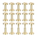uxcell 30個入り真鍮製シカゴスクリュー 10x10mmフラットヘッドスクリューバックバインディングポストネイルスタッドリベット DIYレザークラフトベルトストラップ用