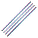 uxcell 再利用可能金属ストロー ストレート飲みストロー 4個入り ステンレススチール 266 mm x 8 mm ミルクシェイク用 飲料用 ジュース用 レインボーカラー