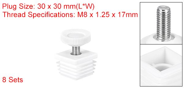 uxcell 家具用調整脚 8セット 30 x 30 mm - 四角い挿入式家具調整レベラー M8スレ...