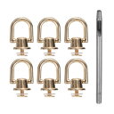 uxcell 6個入り 金属スタッズリベット 6.6mm Dリングボタンリベット 3.5mm レザーホールパンチ付き レザークラフト用 金トーン