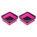 uxcell 2個セット 折りたたみ可能な磁気パーツトレイ 四角形 小型金属パーツオーガナイザー ネジ ボルト ナット ワッシャー ピンの固定用 ローズレッド