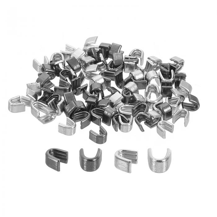 uxcell 80個のジッパースライダーリテーナー バッグ コート ジャケット用の#3 U字型トップストッパー クローズドエンドジッパーの交換用 メタリック黒色...