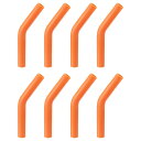 uxcell シリコンストローチップ シリコンストローエルボチップ 柔らかい 再利用可能 金属ストローカバー 6 mm外径用 ステンレスストロー 8個 オレンジ