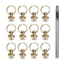 uxcell 12個入り 金属スタッズリベット 7mm Dリングボタンリベット レザークラフト用 レザーホールパンチ付き 金トーン
