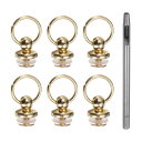 uxcell 6個入り 金属スタッズリベット 7mm Dリングボタンリベット 3.5mm レザーパンチ付き レザークラフト用 金トーン
