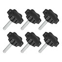 uxcell 6個セット M4 x 20mm スター ノブ プラスチック製 六角形 クランピング ノブ スクリュー 手で締める 交換用ノブ 傘ベース 交換ノブ