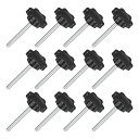 uxcell 12個セット M4 x 40mm スターノブ プラスチック製の六角形クランピングノブネジ 手で締める交換用ノブ 傘ベースの交換ノブ