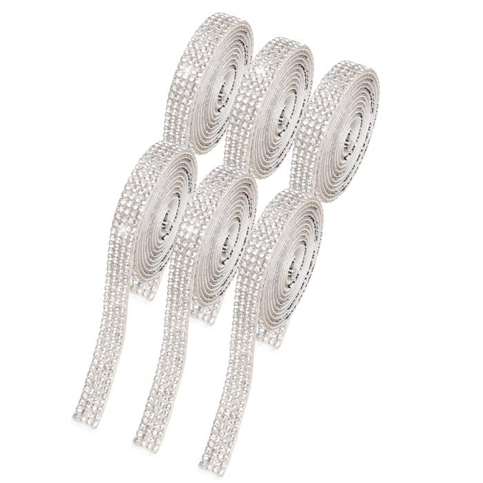 uxcell 6個セットの自己粘着式ラインストーンリボン水晶ダイヤモンドブリングストリップ 2mmのラインス..