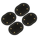 uxcell オーバルバッグボトムシェイパーパッド 4個セット 145 x 110mm クロシェニットハンドバッグ用 PUレザーバッグクッションベース 黒
