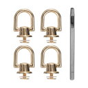 uxcell 4個入り 金属スタッズリベット 直径6.6mm Dリングボタンリベット 3.5mm レザーホールパンチ付き 金トーン