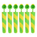 uxcell シリコーン製アイスポップ型 6個セット フタ付きアイスクリーム型 7.79インチ長 DIYアイスクリーム作り アイスキャンディーポップ 緑/イエロ...