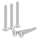 uxcell M4x35mmフラットラウンドヘッドのPhillipsヘッドねじ 10個セット 304ステンレス鋼製のPhillipsドライブマシンねじ フルスレッド 明るい仕上げ 家具のねじ接続ボルトねじ(4)