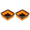 uxcell 2個セット 折りたたみ式磁気パーツトレイ スクエア形状 小型金属パーツ整理ボックス ネジ ボルト ナット ワッシャー ピン 用 オレンジ色