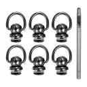 uxcell 6個入り メタルスタッズリベット 8mm Dリングボタンリベット 3.5mm レザーパンチ付き レザークラフト用 黒