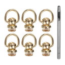 uxcell 6個入り 金属スタッズリベット 直径8mm Dリングボタンリベット 3.5mm レザーパンチ付き 金トーン