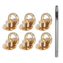 uxcell 6個入り 金属スタッズリベット 12mm Dリングボタンリベット 3.5mm レザーホールパンチ付き レザークラフト用 金トーン